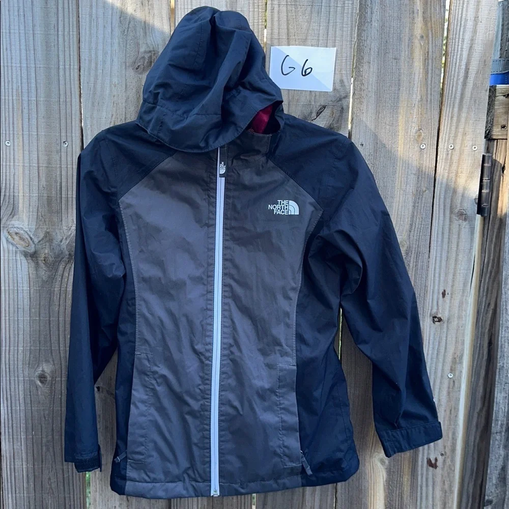 The North Face Black and Dark Gray Hooded lightweight Jacket sz med 10/12
